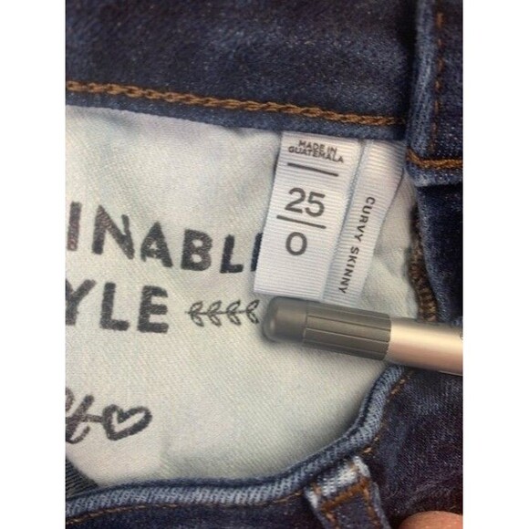 Loft Size 0 25 Womens Jeans Curvy Skinny Stretch Dark Low Rise Raw Hem Distress - Picture 2 of 5